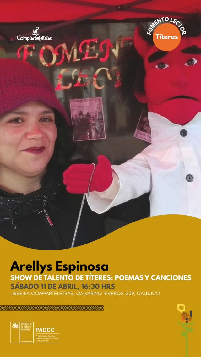Una tarde llena de arte, ritmo e imaginación vivimos en nuestra librería ✨
El pasado sábado 11 de abril disfrutamos del Show de talento de títeres: Poemas y canciones, junto a Arellys Espinosa, actriz y pedagoga teatral, quien nos llevó en un viaje por relatos de América y el mundo, fusionando narración oral, danza afrodescendiente, música y títeres 🌎📚
Gracias a todas las personas que fueron parte de esta experiencia escénica tan viva y significativa 💛
Actividad financiada por el Programa de Apoyo a Organizaciones Culturales Colaboradoras 2026.
