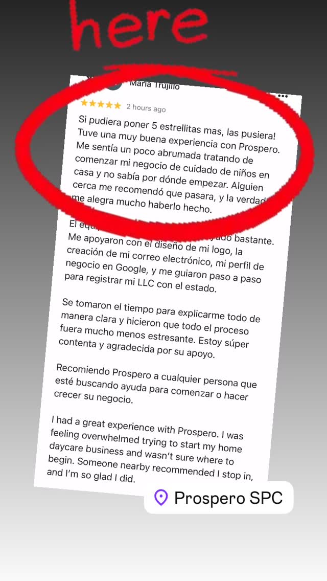 “Esto es lo que pasa cuando alguien tiene apoyo correcto 🙌
Maria llegó sintiéndose perdida… no sabía por dónde empezar.
Hoy ya tiene su negocio, su logo, su correo, y su LLC registrada 💼✨
Esto es Prospero. No solo información… acompañamiento real.
💭 ¿Cuál es tu Prospero?
📩 Mándanos mensaje o visítanos en el Centro de Prosperidad”