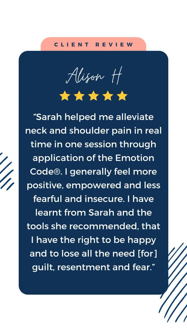 I LOVE MY JOB! I get to assist my clients in releasing the energies and imbalances that are literally causing them physical pain, as highlighted here by my lovely client after her Emotion Code session with me.
We cleared some Trapped Emotions she was carrying in her body from past difficult experiences and hey presto! Her pain was immediately gone!
What pain are you living with that may be caused by some old emotional baggage? Contact me for a session and we’ll find out together - link in bio✨
#testimonial #trappedemotions #emotionalbaggage emotioncodepractitioner thehappinessgaphq
@discoverhealing