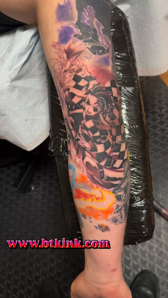 Some more added to this anime sleeve in progressโ stay tuned for more to come. #btkink #genevany #billythekidmeyers #inkmaster