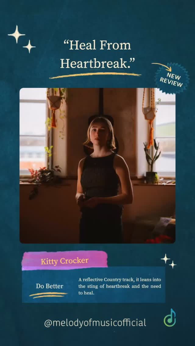 Do Better by @kittycrockermusic is a reflective country track exploring toxic heartbreak. Slow acoustic strums, drawn-out vocals, and a shy drum beat create a thoughtful atmosphere, perfectly capturing the sting of a bad romance and the need to heal.
#songreview #melodyofmusic #kittycrocker #dobetter #country