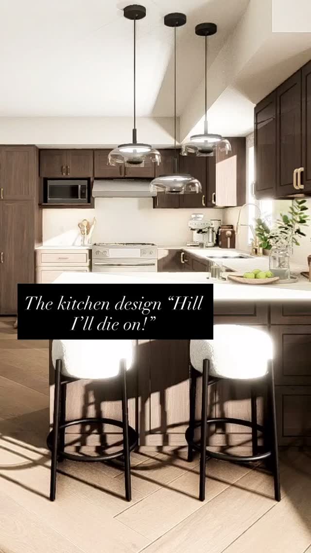 So here’s my hill:
✨Function will always matter more than trends✨
Clients will request all drawers in the lower cabinets. However, I suggest mixing in some roll-outs for more function. Roll-outs are adjustable up and down, where drawers are a fixed height.
I always like positioning the trash between the sink and the range. It’s optimal for meal prep and for clean-up. Convenient for putting table scraps in the trash before cleaning the dishes in the sink.
Your kitchen should work for you in real life- not just look good in photos. 📸
What’s a kitchen design opinion YOU’LL defend forever?⬇️