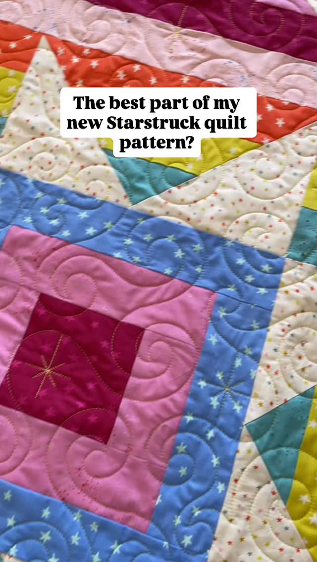 No scraps go to waste here! My new Starstruck pattern comes with a throw pattern — and then you use the leftover fabrics to make a matching wall/baby quilt and pair of pillows! (All patterns included!) 👏 😍
“Starstruck” is coming May 5! ✨
#hhstitches #happyhourstitches #starstruckquilt #starquilt #rubystarsociety