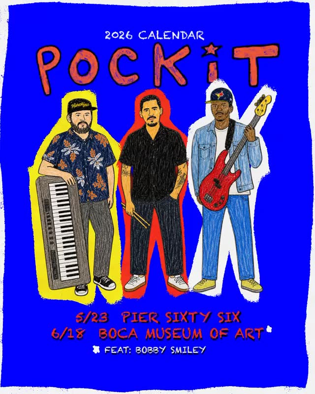 POCKiT 2026 Calendar Shows 🎶
5/23 @piersixtysix
6/18 @bocamuseum featuring @robsmileymusic on the 🎷
More to come 📆
Hope to see your beautiful faces in any of these places 🤩
🖌️: @4beatmusic
#POCKiTFUNK