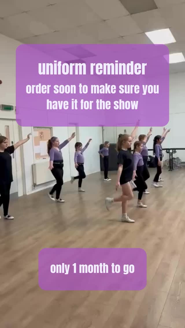 It is so important that our pupils have the correct uniform for the show as it makes them look and feel like one TEAM.
🪩
Many of the pupils will have never danced together until the rehersal so knowing that they all have the same uniform on helps build a bridge between them.
💜
Not only that, ensuring that every pupil has the correct uniform is also really important.
🪩
Ordering uniforms this week or next week is recommended, as it can sometimes take longer than you’d think for them to arrive.