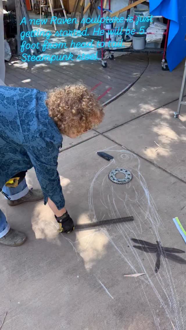 I’m super excited to be starting on this steam punk/steel Raven that will be created here at my studio. Gears and locks and keys and eyes of Stone, labradorite. Top of his head to the tip of his tail will be about 5 feet. More pics to come.#ArtEnvironments #WomenWeld #RavenWoman #PhoenixSculptor #SteelRaven.