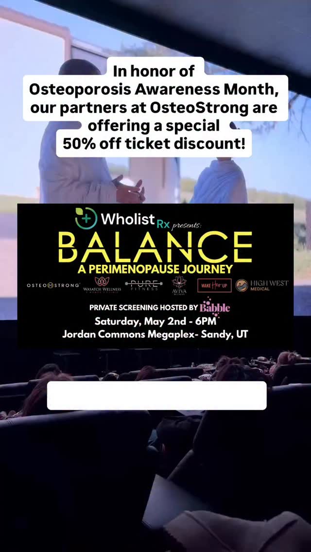 Saturday night only!
Still a few tickets left and now they are 50% off thanks to our great partners:
@osteostrongfortunion
@osteostronghillsideroy
@osteoinsightscans
Did you know May was Osteoporosis Awareness Month?
Did you know that your bone density declines at a faster rate during perimenopause?
Come learn about what you can do now to help the longevity of your bone health and more!
We’re bringing together experts, real conversation, and a room full of women who get it.
✨ Private theater screening
✨ Special guest appearance
✨ Expert panel discussion + Q&A
✨ Local health + wellness resources
✨ Gift bags and prizes
📅 May 2
📍 Megaplex at Jordan Commons | Sandy, Utah
⏰ 6:00 pm Health + Wellness Lounge | 7:00 pm screening
COMMENT: “50” FOR A SPECIAL DISCOUNT TICKET LINK ⬇️
Compliments of our awesome sponsor! 👏
This is one night. One theater only. Get your tickets before they are gone!
#OsteoporosisAwarenessMonth #Perimenopause #Women’sHealth #WomenSupportingWomen