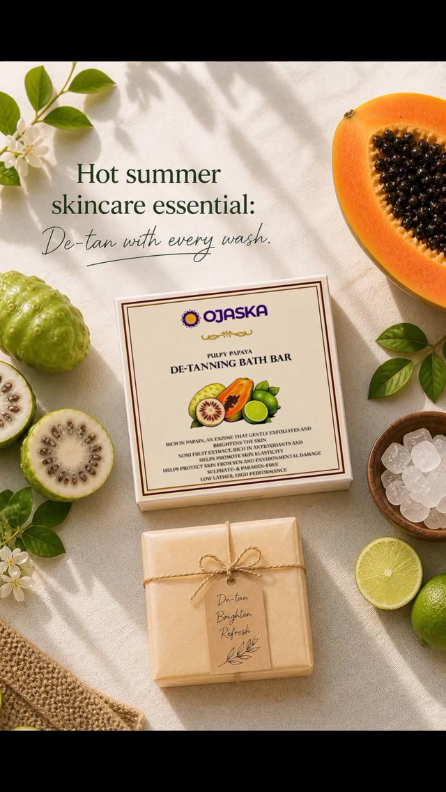 Sun, tan, gone ☀️✨
De-tan gently with every wash using papaya-powered care.
Introducing our new PULPY PAPAYA DE-TANNING BATH BAR with the power of noni fruit extract.
Fresh, radiant skin, no added parabens and sulphates.
DM us to get your bath bar
#SummerSkincare #DeTan #GlowNaturally #ayurwaysunol #bayareawellness