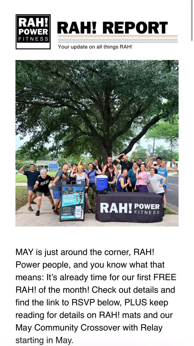๐ฃ๐ซต๐ฝ๐ช๐ฝ๐๐ฝThe latest RAH! Report is filled with FREE events for you and your friends. Along with special May perks for current RAH! Power people and a chance to get your very own RAH! mat. Sign up to receive it for FREE at the link in bio. RAH! #lgbtq๐ #community #atx #freefitness #rah