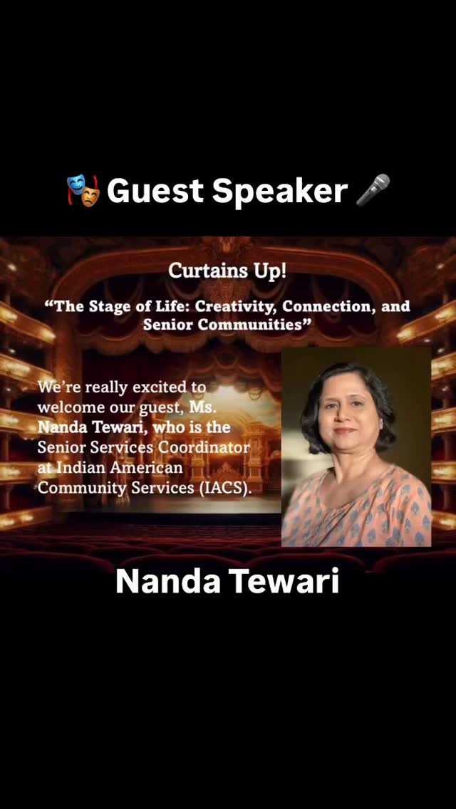 🎭✨ Guest Spotlight: ✨🎭
🎙️We’re honored to welcome Ms. Nanda Tewari, Senior Services Coordinator at Indian American Community Services, to Curtains Up!
In this episode, we explore the powerful intersection of theater, culture, and senior wellness, and how creative expression can build connection, preserve identity, and uplift communities across generations.
From storytelling traditions to community engagement, Ms. Tewari shares meaningful insights into how the arts continue to shape lives beyond the stage.
She works directly with seniors in the community, and this episode dives into something really powerful: how theater and storytelling can bring people together across generations. We talk about memory, connection, and how something as simple as performance can have a huge impact on someone’s life.
Tune in now to hear how theater becomes a bridge between past and the future!
Episode streaming on Spotify 🎙️
Link in Bio 🎤
@iacs_wa
#PerformingArts
#Theatre
#Drama
#Seniorwellness
#ArtsForWellbeing