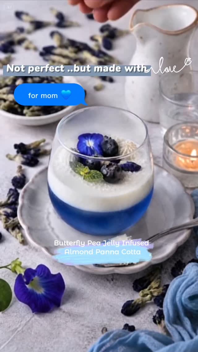 Skip the flowers this year… make her something unforgettable 💙
This Butterfly Pea Jelly Infused Panna Cotta is not just pretty — it’s made with natural color from butterflypea flowers 🌸
Light, creamy, and a little magical
Perfect for Mother’s Day brunch, dessert, or a sweet surprise.
🔹️Ingredients
2 servings
For the Almond Panna Cotta:
-200 ml sweetened cream
-200 ml almond milk
-75 g sugar
-6 g gelatin sheets
For the Coconut and Blue Flower Jelly:
-200 ml coconut water
-1 teaspoon @incasbyasiya Butterfly Pea Flower powder (Link in Bio)
-4 g gelatin sheets
For Decoration:
-Whipped cream
-Fresh blueberries
-Shredded coconut
🔹️Preparation
Layer 1: Coconut Butterfly Pea Jelly
Soak4g gelatin sheets in cold water until soft.
Heat a few tablespoons of coconut water in a small saucepan.
Mix butterfly pea powder into the remaining coconut water until fully dissolved, then strain for a smooth texture.Add the softened gelatin into the warm coconut water and stir until melted completely.
Combine with the blue butterfly pea coconut mixture and stir well.
Pour into serving glasses and refrigerate for a few hours until fully set.
Layer 2: Almond Cream Panna Cotta
Soak the remaining 6g gelatin in cold water until softened.
Heat almond milk, cream, and sugar in a saucepan over low heat. Do not boil.
Remove from heat, then add the softened gelatin and stir until fully dissolved.
Gently pour over the chilled blue jelly layer once it is firmly set.
Refrigerate again for a few hours until the panna cotta is fully set.
Garnish ✨
Top with:
Whipped cream
Fresh blueberries
Shredded coconut
Serve chilled and enjoy 💙
💌 Tag someone who should make this for their mom
📌 Save this for later
#MothersDayDessert #HomemadeWithLove #ButterflyPea #motherday #happymothersday