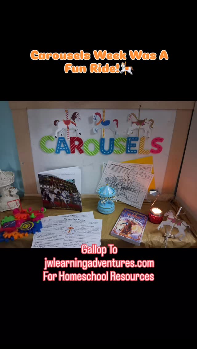 🎠Carousel week was packed with learning! From exploring its physics to grabbing the brass ring for spelling, we had an awesome week of learning. Such a cool topic to grow on!
🎠Get the Carousels Worksheet/Activities Pack, filled with experiments, learning games, history, worksheets, abd fun! Available now at jwlearningadventures.com/shop
👋Join the learning adventure! Get homeschool support, encouragement, inspiration, resources, and fun straight to your inbox. Sign up for FREE at jwlearningadventures.com
🧡Learning is a lifelong adventure-let's make it a fun one!
#carousel#physics#history#learningthroughplay#homeschoollearning