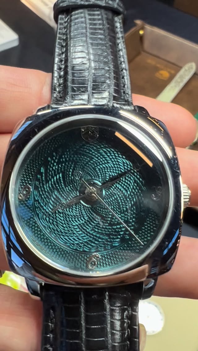 This was our last anything but black dial. An enamel so rare, we were only able to create three watches in this color. The material is no longer made, and no remaining stock exists. What you see here is truly the end of it. In the light, it’s shifts. Moves. Reveal something new with every angle. A reminder of why we do the things the way we do. Pieces like this are never easy to let go of. But that is part of the journey. Each watch finds its owner. Each dial finds a story. Greg, we hope you enjoy this piece knowing just how special it is. It was not easy to say goodbye. Once gone, it is gone forever. One of one by design. Made mile high. #guilloche #enamel #5280watchcompany #bassetaille #mademilehigh