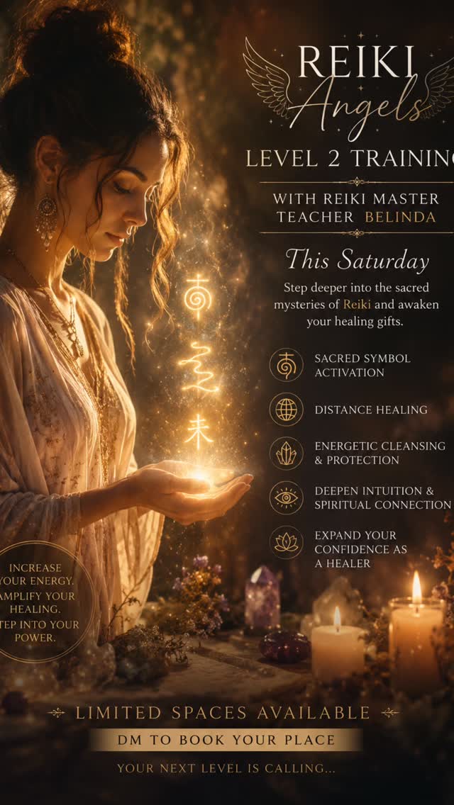 ✨ Reiki Angels… the portal is opening ✨
This Saturday, step deeper into the sacred mysteries of Reiki Level 2 with Reiki Master Teacher Belinda 🌙
A day of initiation, remembrance, and energetic expansion awaits you.
You will receive sacred Reiki symbols infused with divine light codes — awakening a stronger healing current within your hands, heart, and soul.
Together we will journey into:
✨ Distance healing
✨ Energetic cleansing & protection
✨ Sacred symbol activation
✨ Deepening intuition & spiritual connection
✨ Expanding your confidence as a healer
This is more than a course…
It is a sacred threshold.
A soft unfolding into the healer, mystic, and intuitive woman you are becoming.
If you’ve been feeling the call to deepen your gifts and amplify your healing energy, this is your sign.
🌹 Reiki Level 2 Training
✨ With Reiki Master Teacher Belinda
🕯 This Saturday
🌙 Limited spaces available
Step into the next level of your spiritual awakening.
DM to book or secure your place here link in bio #reikimasterteacher #reikiangelsgoldcoast #whatsongoldcoast #reiki @be_moore_you @iam_healinggifts