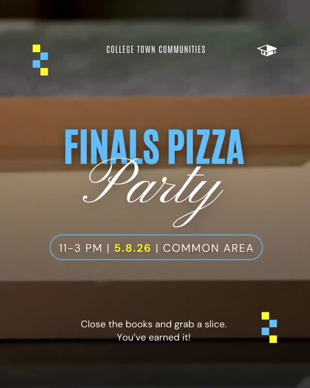 🍕 Pizza > Finals
Close the books and grab a slice. You’ve earned it!
📍 Tomorrow in the common area starting at 11am until supplies last!
First come, first served. See you there!
#CollegeTownCommunities #LiveWithin #PizzaParty #psuabington #collegestation