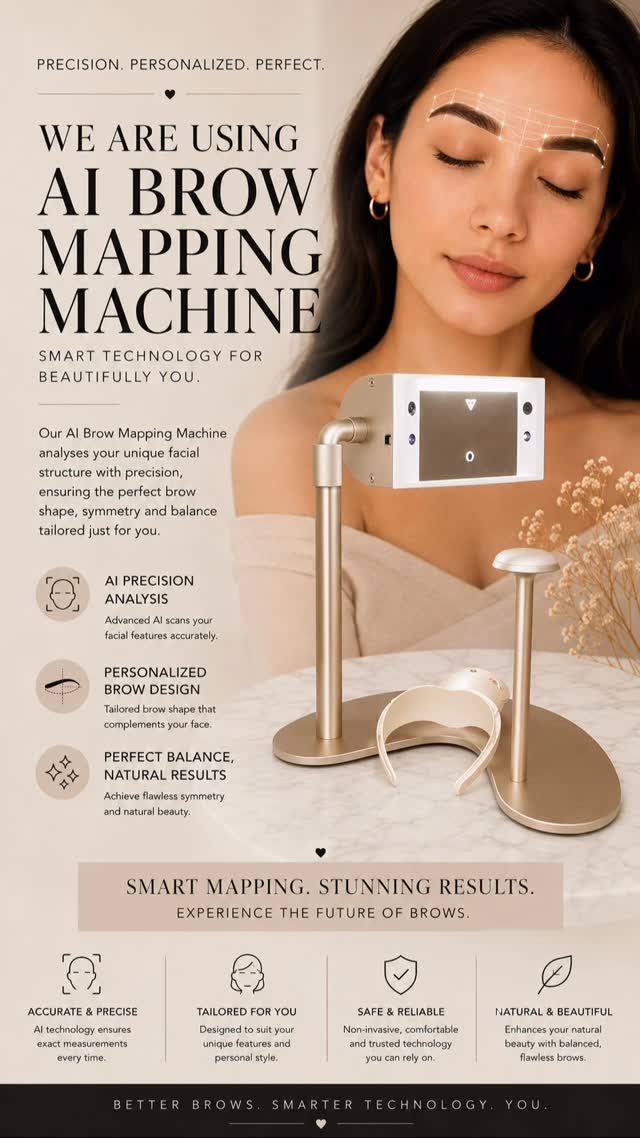 Say hello to our AI Brow Mapping Machine. This smart technology analyzes your facial structure to create a personalized design that complements your features perfectly.
Why settle for “close enough” when you can have precision?
✨ Safe & Reliable
✨ Tailored for You
✨ Natural & Beautiful Results
Ready to meet your perfect match? Send us a DM to secure your spot! 💌
#AIBrows #BrowMapping #BeautyTech #PrecisionBeauty #SmartTechnology