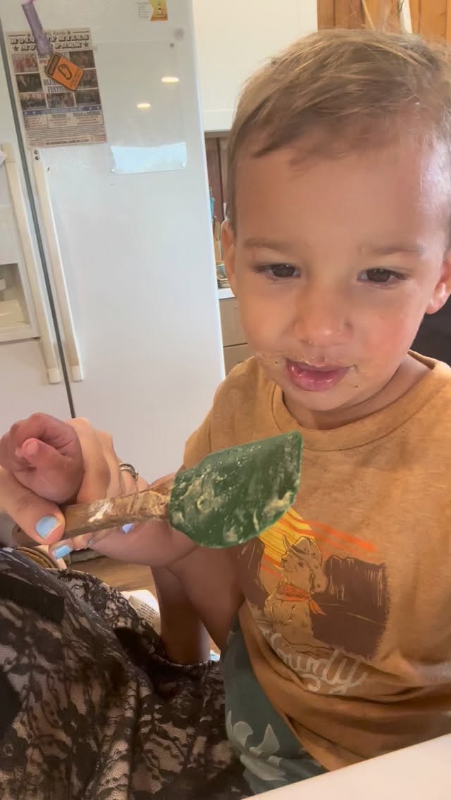 Bo’s favorite part when mommy bakes #baking #cake #family #littlekitchenbigtable