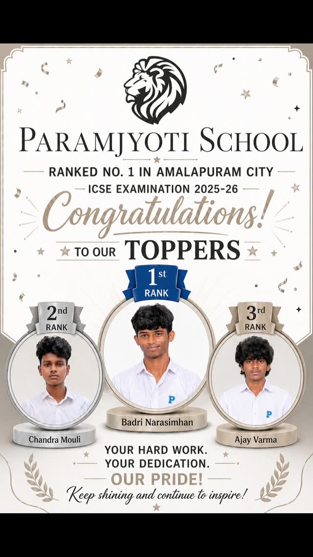 CREATING LEADERS 🦁
Shaping confidence, character, and bright futures ✨
Our students reflect discipline, dedication, and excellence in every step.
Proud to nurture tomorrow’s leaders.
#SchoolLife #StudentSpotlight #CreatingLeaders #paramjyoti