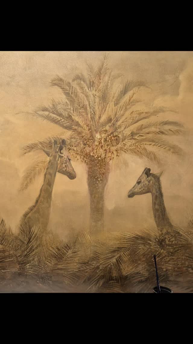 Moody Giraffes & Palm coming on. #oilpaintingsforsale #artforsale #interiordesign #artcollector