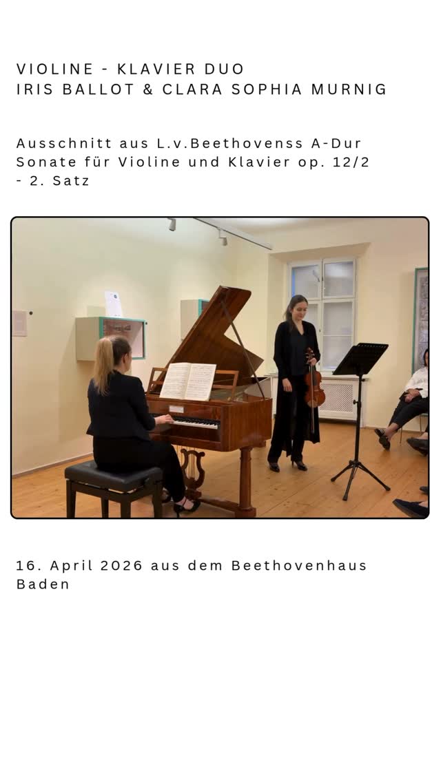Aus unserem Konzert im Beethovenhaus Baden: ein kleiner Ausschnitt aus dem 2. Satz der Beethoven -Sonate mit @irisballot 🎻✨
… auf dem historischen Conrad Graf Flügel.
@beethovenhausbaden
#violinpiano #violinpianoduo #conradgrafpiano #historicalinstruments #violinpianoduoinvienna