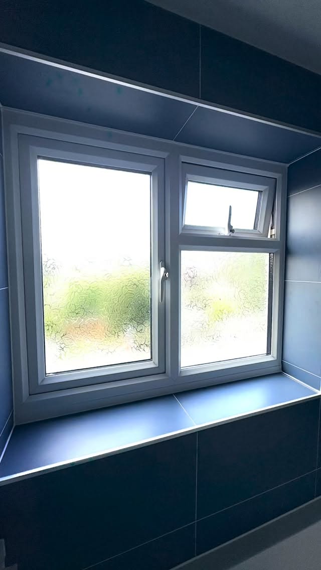 Lovely bathroom renovation that I was lucky enough to add the finishing touch to! Neat fit inside these tiles to add the finishing touch #shutters #madetomeasure #bathroom #smallbusinessuk #smallbusiness