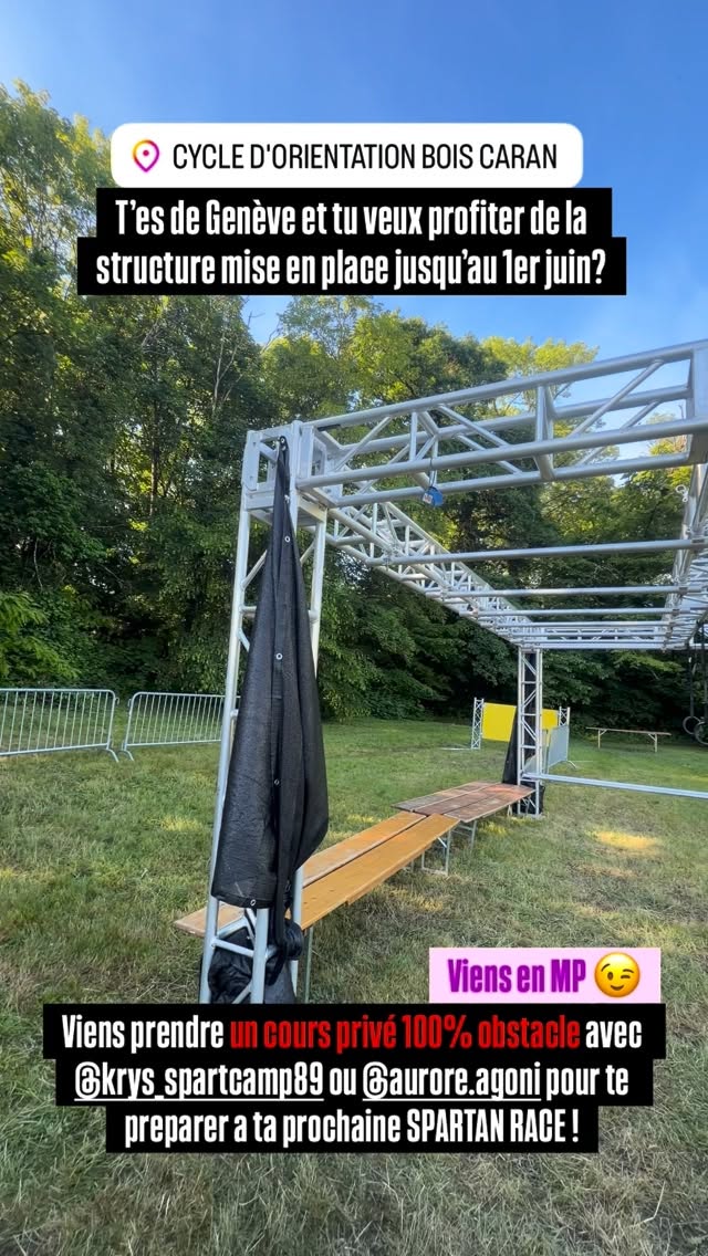 Le projet continue à Genève 🇨🇭🔥
Direction le 2ème CO : Bois-Caran 🌲
Un cadre en pleine nature avec un ADN 100% Spartan 💪
La structure OCR est installée jusqu’au 1er juin et, exceptionnellement, si tu habites Genève ou les alentours, tes coachs te proposent des séances privées 100% obstacles & grip 🖐️⚡
Quelques créneaux encore disponibles entre 12h–13h30, ainsi qu’en fin d’après-midi et soirée.
📩 Contactez-nous en MP pour réserver.
Profitez-en, c’est une occasion exceptionnelle de venir vous entraîner sur une vraie structure OCR installée à Genève 🔥
#OCR #SpartanTraining #GripTraining #spartcamp #spartanswitzerland