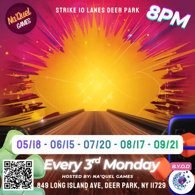 Strike 10 Lanes - Trivia Night - May 18th at 8PM.
@strike10lanesdeerpark
.
🔗LINK IN BIO
.
#NaQuelGames #Bowling #GoodFriends #DeerParkNY #TriviaNight #LongIslandEvents