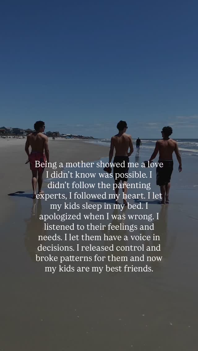 Becoming a mom changed me.
It was an initiation that evolved my soul.
I learned to love in a way I didnât know was possible.
Thank God I didnât follow the crowd. I followed what I thought was best.
The best advice I ever got was from my grandmother. She told me that if I ever say no to my kids and they ask why, to never tell them, âbecause I said so.â She said to explain why I said no so they would understand. I always remembered that, and I always followed her advice. #motherhood #consciousparenting #spiritualgrowthjourney #cyclebreaker #higherconciousness