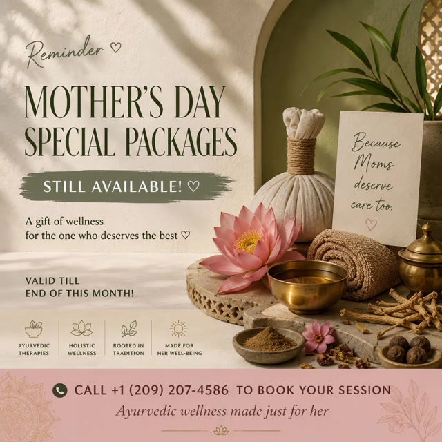A gentle reminder: Mother’s Day may have passed, but the opportunity to gift her wellness hasn't! 🌸
Our Mother's Day Special Packages are still available through the end of the month. Rooted in tradition and designed for her total well-being, these sessions offer the holistic reset she truly deserves.
Ayurvedic Therapies | Holistic Wellness
⏳ Valid till the end of this month!
📞 Call +1 (209) 207-4586 to book her session.
#bayareawellness #ayurwaysunol #siliconvalleywellness #ayurveda #mothersdayoffer
