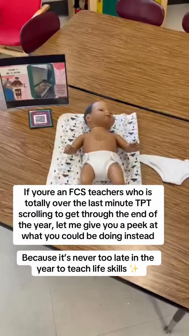 Grab those real care babies and let 12 REAL professionals teach your students how to care for a newborn 👶🏻🍼
Comment “CLOSET” to get access to 70+ highly engaging lessons from THE #1 lesson library for busy FCS teachers, from none other than….
✨ The FCS Closet ✨🚪
Engagement is what I promise; you just gotta deliver it! 💅
#fcsteacher #facsteacher #sayyestofcs #cteteacher