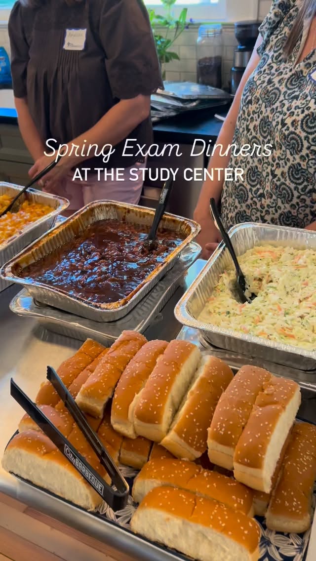7 nights of exam dinners - hosted by 5 local churches, volunteers, and WFU parents - served 412 meals! It was a joy to see so many faces at the Study Center ๐