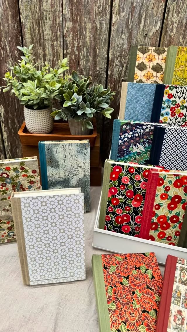 Someone stopped by the studio to choose the perfect gift for a writer friend's celebration…
Elegant traditional case findings filled with luxurious Hahnemulle Bugra paper, and crafted with exquisite Japanese Chiyogami and Italian Florentine paper covers.
There’s something wonderful about finding the handmade journal that feels absolutely right for someone.
Which Hypatia Journal calls out to you?
Find these online or at the Vineyard Artisans Festivals at the Grange Hall beginning Memorial Day weekend.