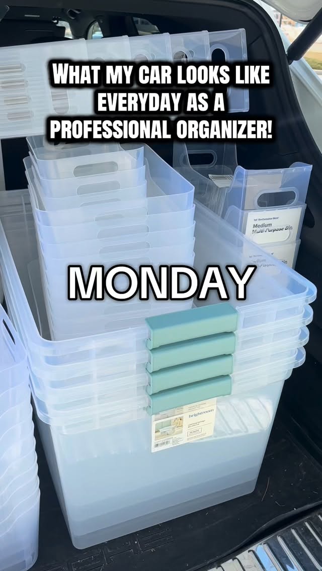 What my car looks like as a professional organizer everyday! #organizedhome #organizedlife #mainlinemoms #mainline #mainlinepa