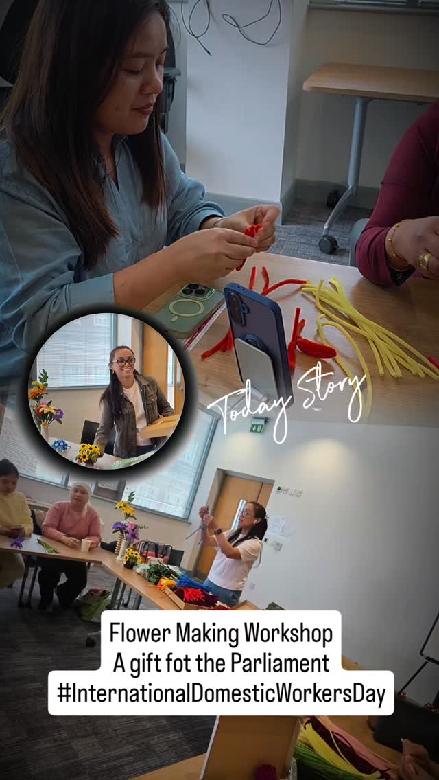 Flower Making Workshop: A gift to the Parliament for International Domestic Workers Day celebration. June 14, 16 and June 17 ( actual day June 16). Domestic Work is Work!