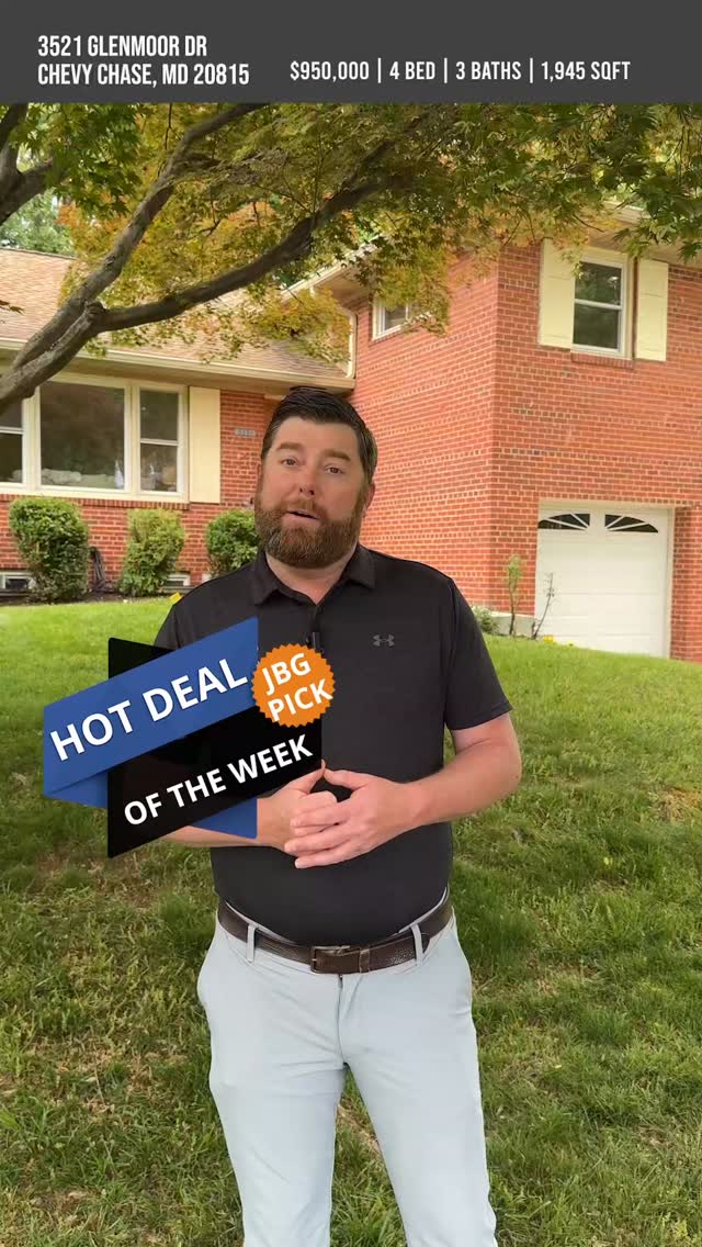 🏡 PICK OF THE WEEK
3521 Glenmoor Drive | North Chevy Chase, MD
This week's pick is our own listing, and we think it speaks for itself.
Check out the full tour in YouTube - LINK IN BIO!
A fully renovated four-level split on a 10,000-square-foot flat lot, just off Connecticut Avenue. Four bedrooms, three baths, updated kitchen, upgraded primary suite, walkout family room, and a two-car garage. Priced at $950,000 in a neighborhood where homes are consistently trading above seven figures.
The value is real. The location is strong. And the open house is this Sunday.
📅 Open House:
Sunday, May 17 | 1:00 – 4:00 PM
📍 3521 Glenmoor Drive, Chevy Chase, MD 20815
📞 JT Burton: 301.928.3456
📧 JT@JewelerBurton.com
#PickOfTheWeek #ChevyChaseHomes #NorthChevyChase