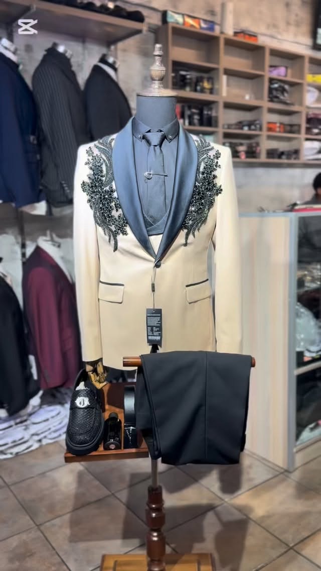 Check out this outfit only at our shop…..
* Suit - R4500
* Shirt - R650
*Tie pin - R150
*Brooch-150
* Necktie - R150
* Belt - R250
* Cologne - R500
* Shoes - R750
* Total - R7100