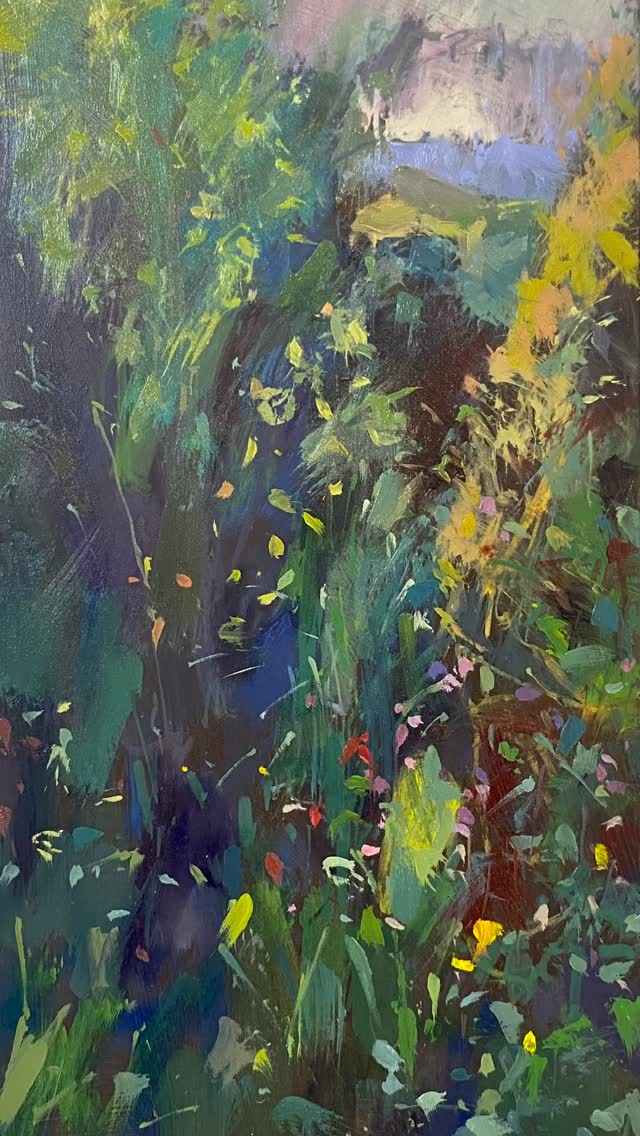 There’s something about long views with their distant blues through foliage that draws me in, this view is from our garden, with a slip of blue mountains of the Lake District popping through.
#paintinggardens #paintingofgardens #enpleinair #pleinairartist #distantviewthroughfoliage
