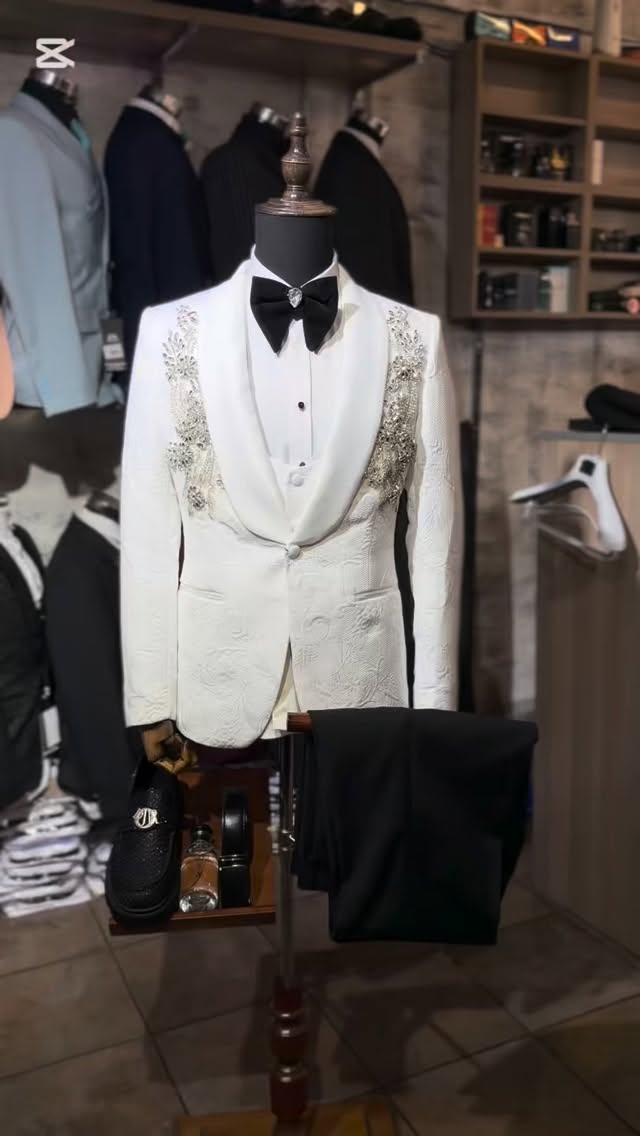Check out this outfit only at our shop…..
* Suit - R4500
* Shirt - R650
* Bow tie - R200
*Belt - R250
* Cologne - R500
* Shoes - R750
* Total - R6850