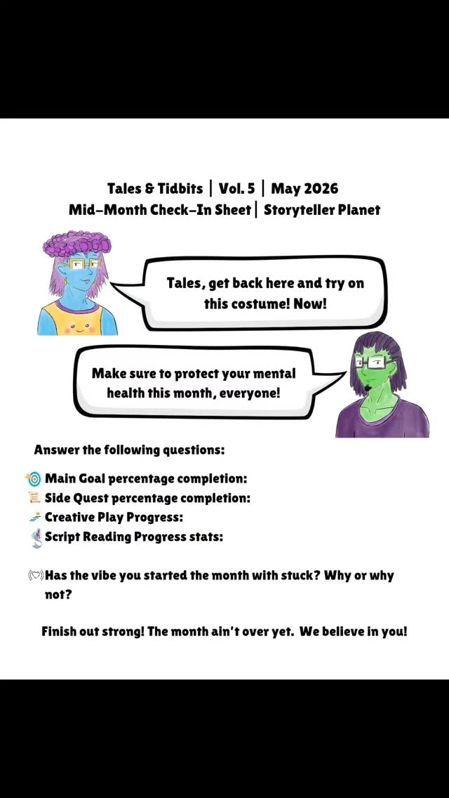 May has been quiet yet productive as we get ready for our annual summer pride fest! If you haven't heard, the anti-masters are going to be taking over soon, so prepare yourself for upcoming shenanigans.
-
#midmonth #writingcommunityofınstagram #talesandtidbits #newsletter #storytellerplanet