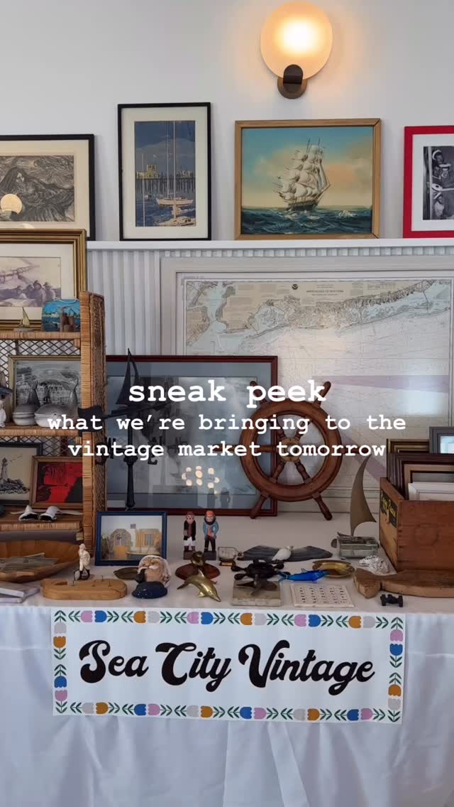 Sneaky peeky 👀 What we’re bringing to the @seacityvintagemarket tomorrow!
Lots of nautical treasures, mid century barware, @gymclasssurfers crewnecks, vintage spring clothing, art, and more!
See you tomorrow @therockawayhotel 🙌
