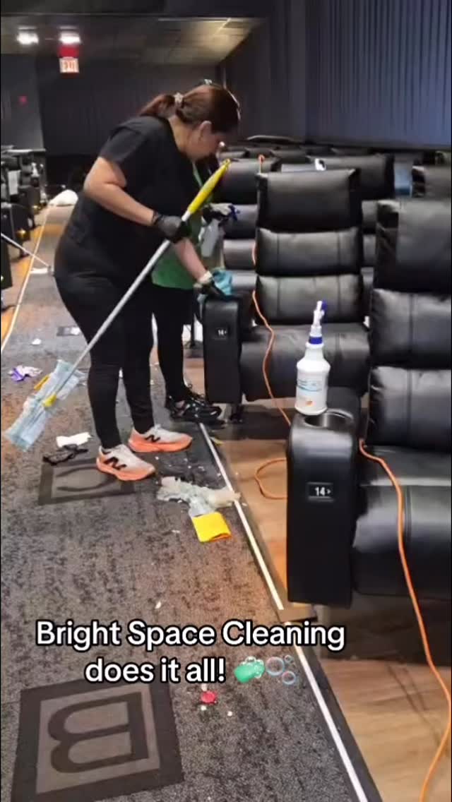 Not every cleaning job is easy, but every detail matters. 🎬🧼
Our team putting in the work to restore and sanitize every seat for the next guests.
#BrightSpaceCleaning #DeepCleaning #CommercialCleaning #MovieTheaterCleaning #NYCCleaning