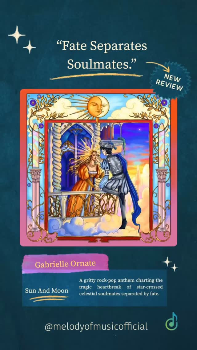 Rock-inspired pop fills Sun And Moon by @gabrielleornate with high energy. Guided by her intense vocals, the track uses cosmic imagery to tell a tragic heartbreak story of star-crossed celestial soulmates forever separated by their unyielding fate.
#gabrielleornate #sunandmoon #rock #melodyofmusic #songreview
