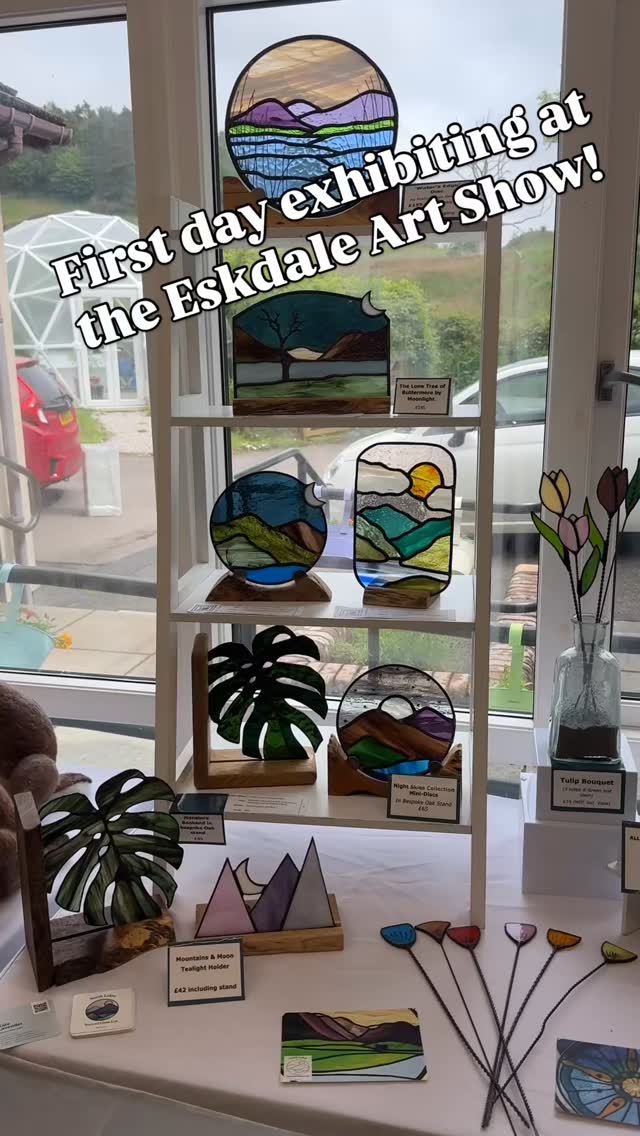 Set up yesterday, and very much enjoyed seeing everyone else’s work and meeting regular visitors & the artists at the preview evening last night! 🤩
Now to relax (?!) for the weekend in our holiday lodge, waiting with baited breath to find out what has gone to new homes when I go back Monday evening to collect my remaining work!
It’s kind of a blessing and a curse exhibiting at shows like this….. the benefit of not having to man it is I can use this time for other things, but the downside is I don’t get to meet my customers and build that connection, or talk things all glassy, which is what I love most about events!!
As a creative, your work is almost part of you and very personal, so it’s natural to want to meet the people who appreciate it but you also yearn for feedback too! 😂🫣
If you’ve ever bought anything from me, or have been gifted some of my art, please do send me photos and definitely leave a review on Facebook or Google business for me! 🙏 this is the link and it should only take a few moments! Bruce’s bonus points if you include a photo!! https://g.page/r/Cb8Ii8VgUQ-NECA/review
#stainedglass #smallbusinessowner #glassartist #cumbria #ArtShow
@edenvalleyartisticnetwork @arts_cumbria @tulliecarlisle @rheged_centre @gatherennerdale @the_makers_mill @thehappyherdwick @make_it_at_market @hare_hill_barn @bbc @britboxtv @artsandcraftsinkeswick