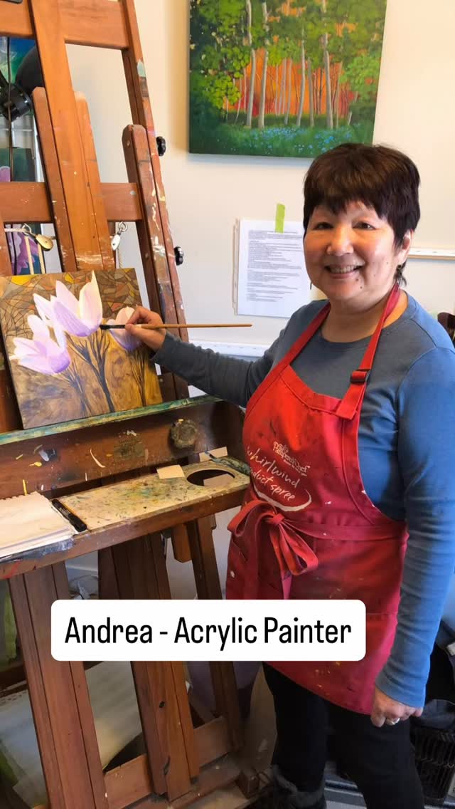 Have you seen an artist using gold leaf in their painting?
It’s fun to watch Andrea add light and sparkle to her original acrylic painting with gold leaf. It not only provides additional interest to the piece, it gives the perception of sunlight naturally glowing over the petals…. It’s that softening and illumination along the thin edges - a warmth that the light brings.
Andrea has been with the Painted Moose for nine years now, although the time has come for her to move onto other ventures. If you have been thinking about one of Andrea’s beautiful art pieces, she will be showing at the Painted Moose in Bragg Creek until the end of June.
Don’t miss the crocus blooms coming alive in the early spring or the aspen trees gently swaying in the hillside breeze. Andrea brings them to life with a gentle graceful presence and a radiant light.
If you’re more interested in the west coast beaches and setting suns with a glossy epoxy finish, she has these too. Such stunning pieces can be found at the brush of Andrea’s hand.
@thepaintedmoose
@visit_bragg_creek
#originalart #goldleaf #painting #crocus #floralpainting
