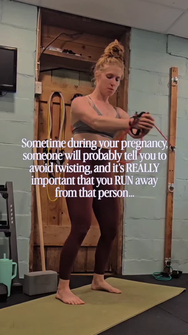The person telling you that probably needs more twisting in their life...just saying. 😏
But seriously, avoiding twisting during oregnancy is a massive myth.
You're pregnant, not fragile.
Twisting is necessary in all seasons of motherhood, but especially during pregnancy.
Because as your baby pulls you forward and baby pushes up on your diaphragm (hello feeling like you can't breathe) your ribcage begins to structurally change and begins to lock down.
The structural change is necessary and can't really be avoided, but the locking of the ribcage can and SHOULD BE avoided.
So by including twisting in your prental programming, you are able to maintain ribcage mobility which improves your breathing mechanics.
When your breathing mechanics stay optimal, you are then able to stay better connected to your core which is the most important thing you can do during pregnancy.
Twisting is an amazing (and my favorite way) to work the core during pregnancy because you get a stronger connection in core when connecting the diagonals (think R chest/shoulder working with L low abs).
Lately, it's lifestyle....you literally twist all day long - rolling over in bed, putting things in your car, unloading dishwasher - and if you have other kiddos, I know you're twisting. So if you're doing it there, why wouldn't you train for it.
I'm currently 12 week pregnant with my 4th earthly babe and building out my prenatal program which is FULL of...you guessed it...twisting and a whole lot of other good things for your pregnant body 😍
I would love for you to follow along as I share more content on the grid and in my stories about what training during pregnancy actually looks like.
Be Resilient Mama!
P.S. I hold a BS in Exercise Science, my CSCS, and 3 prental certifications...not just a random influencer.
#prenatalexercises #prenatalfitness #prenatalworkout #prenatalstrength #fitpregnancy