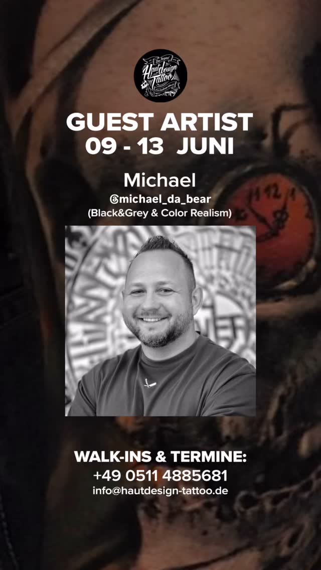 🚨GUEST ARTIST NEW DATES🚨
Wer: Michael🇵🇱 / @michael_da_bear
Wann: 09-13 Juni
TERMINE:
📥 Instagram DMs
📱 +49 0511 4885681
✉️ info@hautdesign-tattoo.de
-
🗣️Kostenlose Beratung
#HautdesignTattoo ist Mitglied des @dot_e.v
#hannover #langenhagen #tattoohannover #GuestArtist