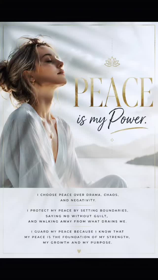 Peace is not weakness.
It is knowing when to walk away, when to stay silent, and when to protect your energy.
Not every battle deserves your attention.
Not every opinion deserves your response.
Some of the strongest people are the ones who choose peace over chaos. ✨