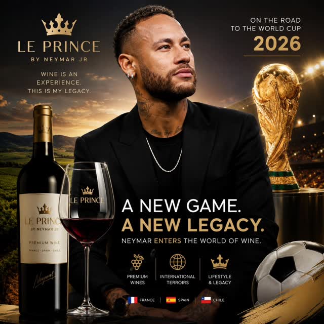 ⚽🍷 Neymar agora também entra em campo no mundo do vinho.
Na véspera da Copa 2026, o lançamento da marca “Le Prince” chega com enorme visibilidade e forte conexão entre futebol, lifestyle e mercado premium.
Os vinhos serão produzidos na França, Espanha e Chile, trazendo rótulos com perfil moderno, acessível e apelo internacional. A proposta mistura sofisticação, experiência e posicionamento de marca.
Mais do que um investimento financeiro, o movimento mostra como o vinho virou símbolo de imagem, networking e influência global.
E a pergunta que fica é: Neymar está entrando no mercado do vinho… ou construindo uma marca global para o pós-carreira?
#Neymar #Vinho #WineBusiness #MercadoDoVinho #Lifestyle Copa2026 Empreendedorismo WineLifestyle Luxury Futebol Business