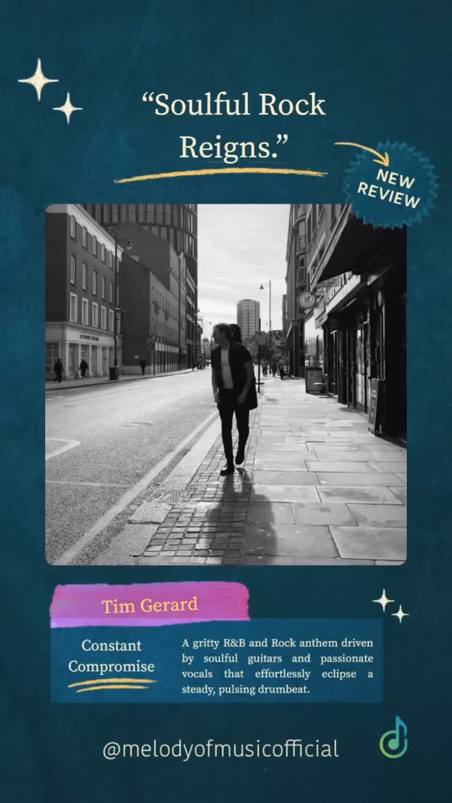 Soulful guitars and gritty, elegant vocals drive @timgerardmusic track Constant Compromise, a classic R&B and Rock blend. Steady drums anchor the theme, stepping back to let the passionate vocals and soaring guitar work take center stage.
#TimGerard #ConstantCompromise #songreview #melodyofmusic #rnb