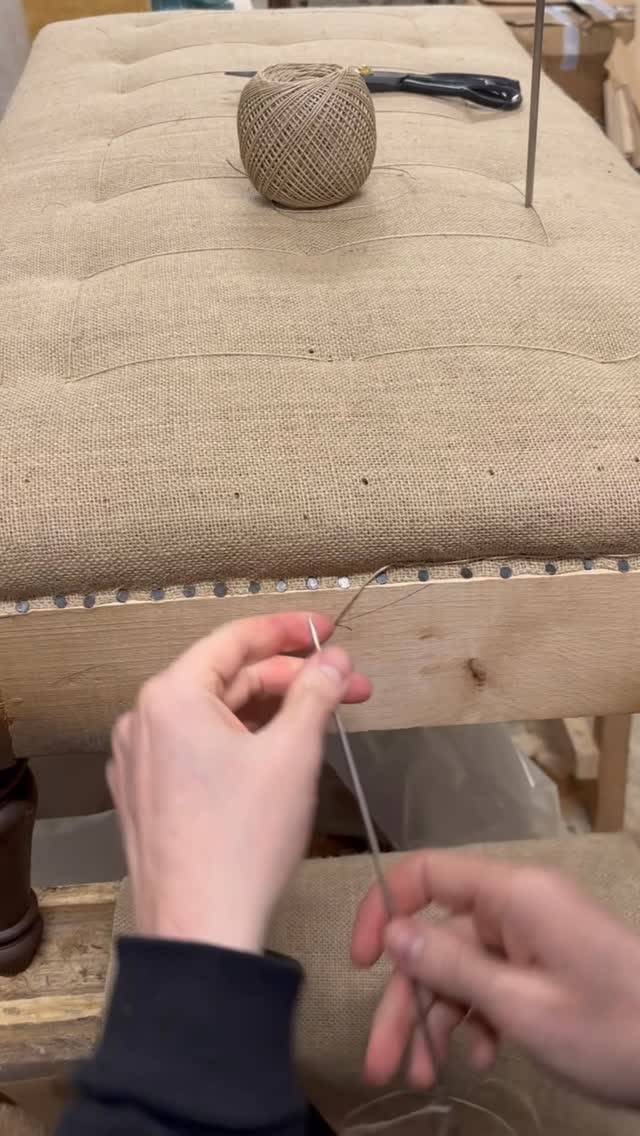 Blind stitching one of our bespoke footstools 🧵 🪡
#craftsmanship #artisan #maker